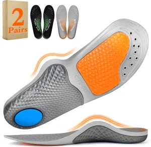 2Pairs,Insoles Men Work Boots Standing All Day High Arch Heavy Duty Support Flat Feet Orthopedic Insoles for 220 lbs Work Insoles Relief Plantar Fasciitis Heel PainBlack&Grey L
