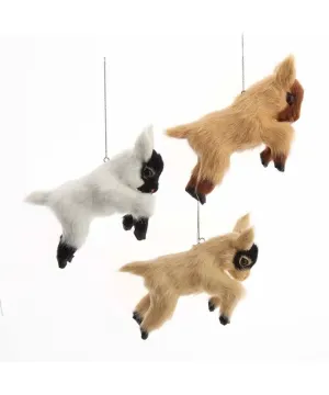 4"Plastic Furry Baby Goat Ornament