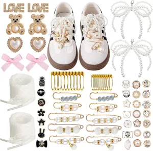 72 Pcs Sneaker Charms, Shoelace Charms For Sneakers, Pearl Rhinestone Brooches And Pins For Women, Shoe Jewelry Charms For Socks Laces Sneakers , Safety Pins Buttons For Sock Clothes Decor Accessories