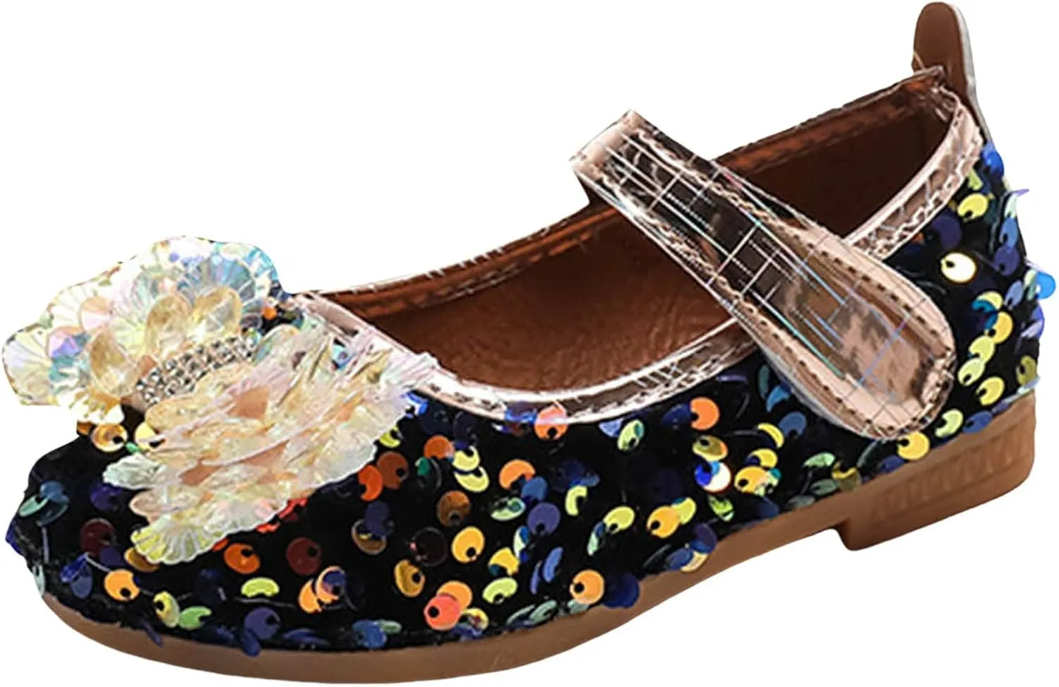 Baby Girls Mary Jane Flats Sparkly Bow Diamonds Low Heel Princess Hook and Loop Party Dress Shoes Loafers Moccasins