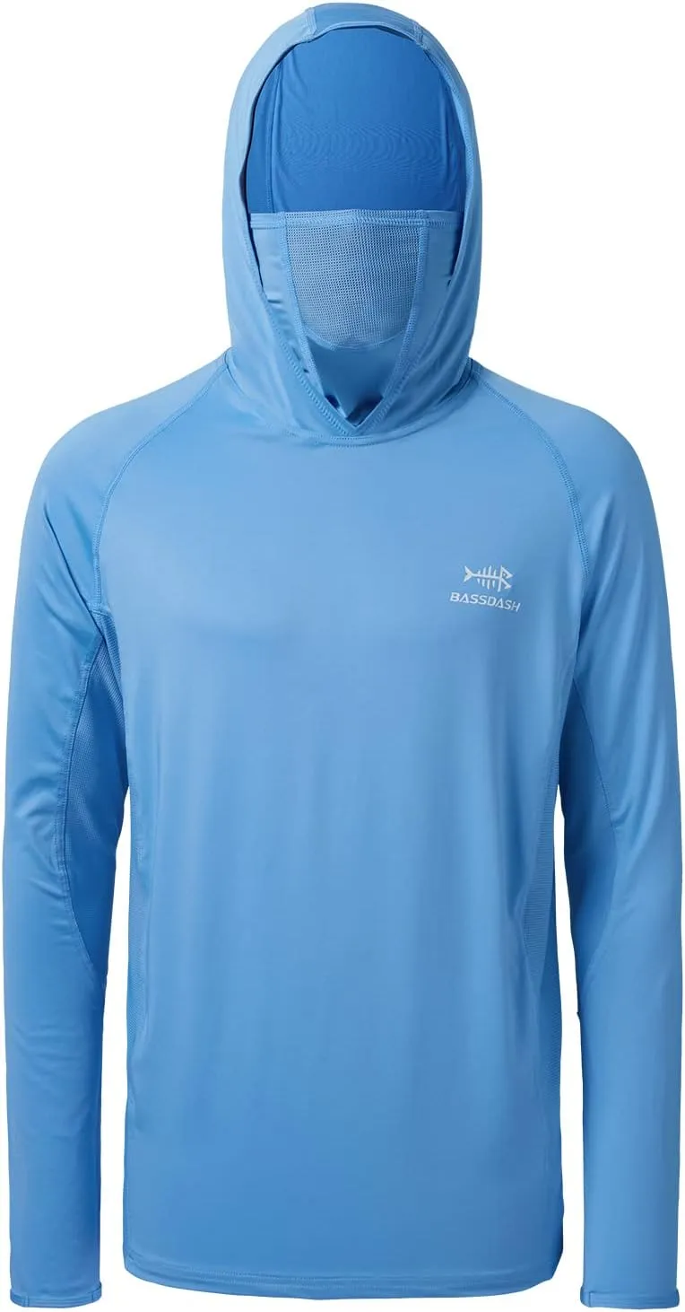 BASSDASH UPF 50  Men??s Long Sleeve Fishing Shirt with Mask UV Neck Gaiter Hoodie
