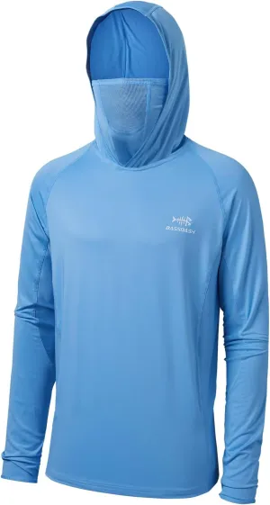 BASSDASH UPF 50  Men??s Long Sleeve Fishing Shirt with Mask UV Neck Gaiter Hoodie