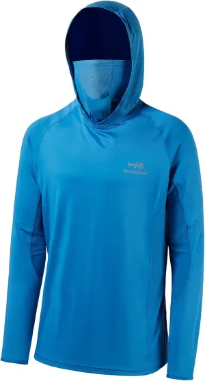 BASSDASH UPF 50  Men??s Long Sleeve Fishing Shirt with Mask UV Neck Gaiter Hoodie