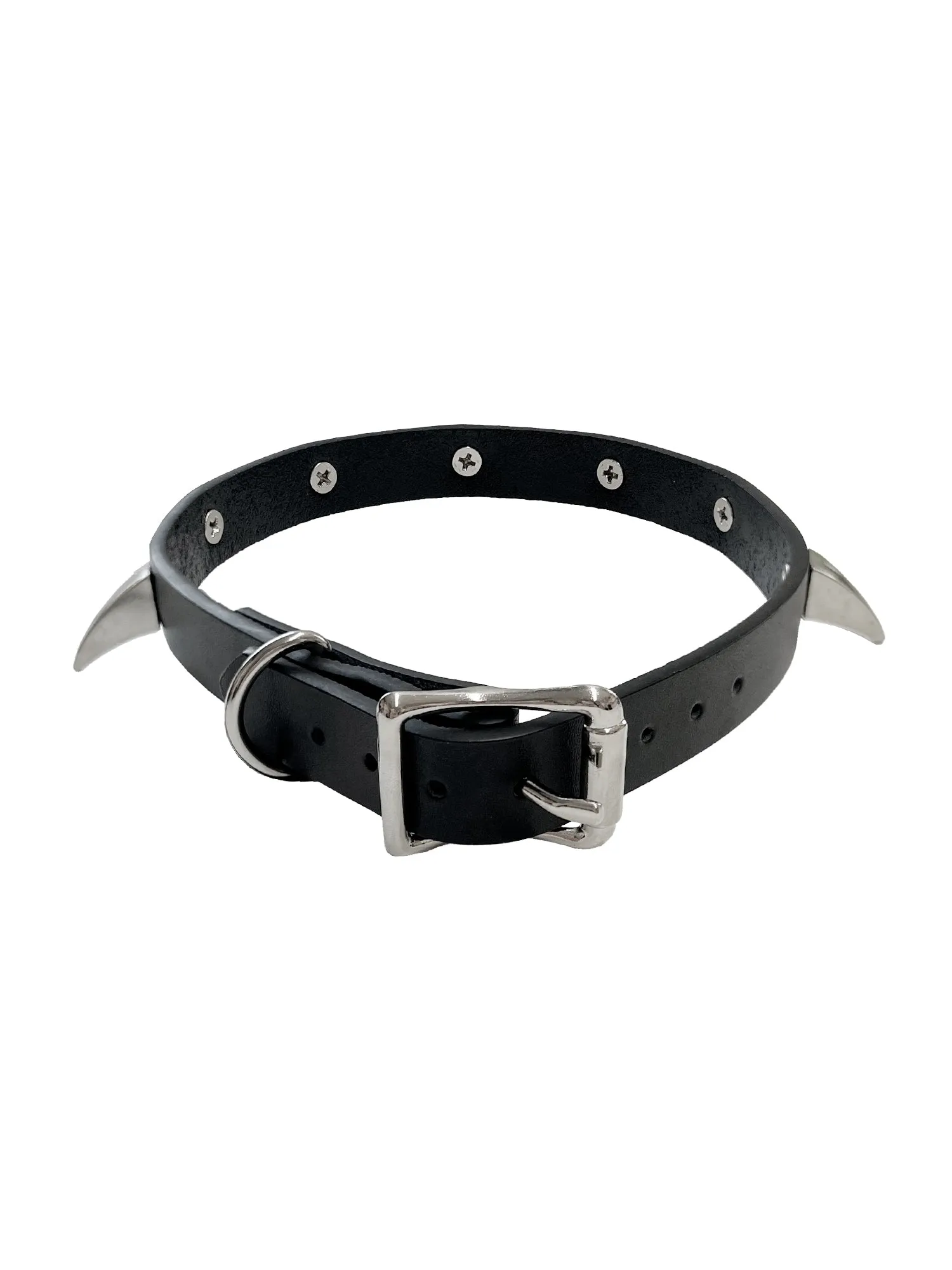 Black Leather Claw Spiked Collar