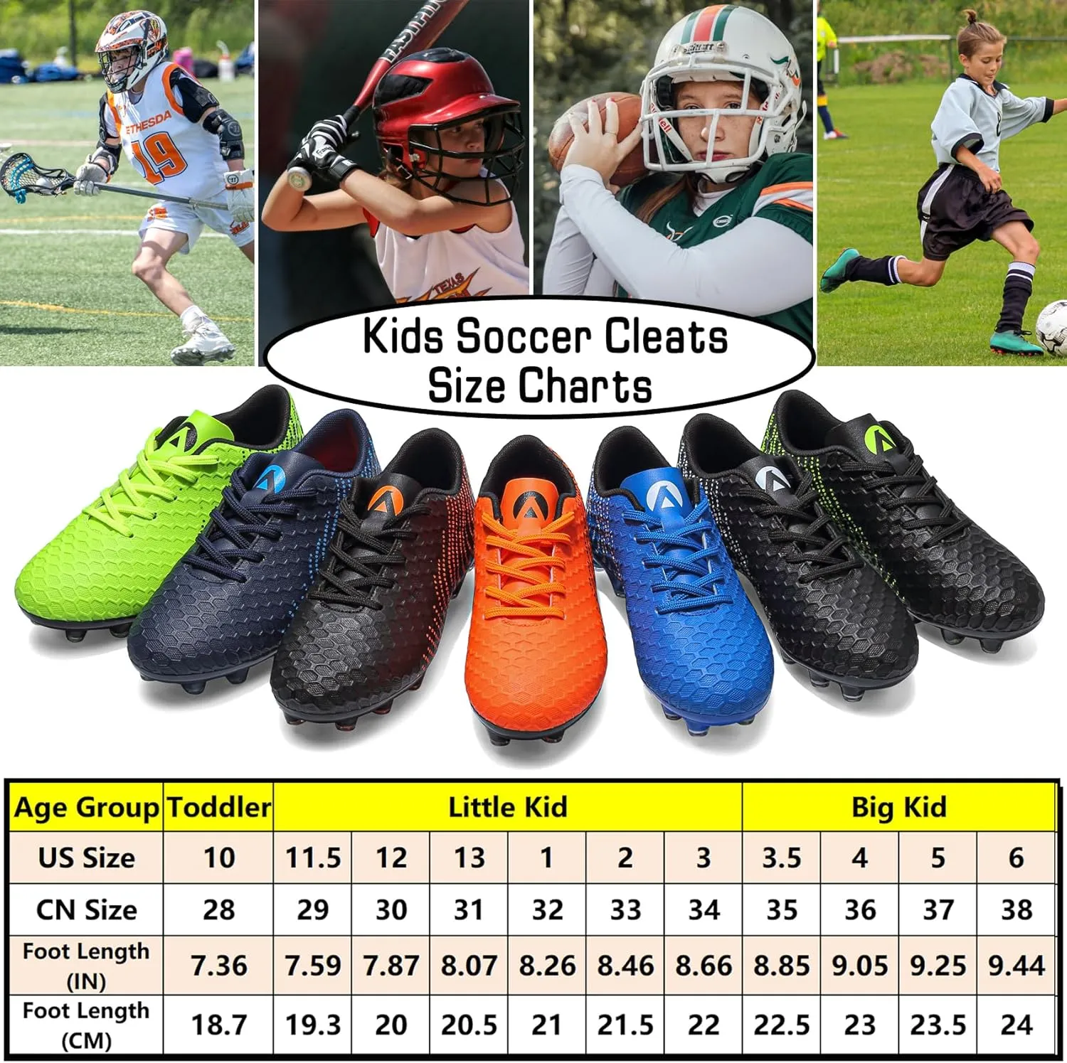 Boys Girls Soccer Cleats Kids Youth Firm Groud Soccer Shoes Athletic Outdoor Trainning Football Shoes Cleats