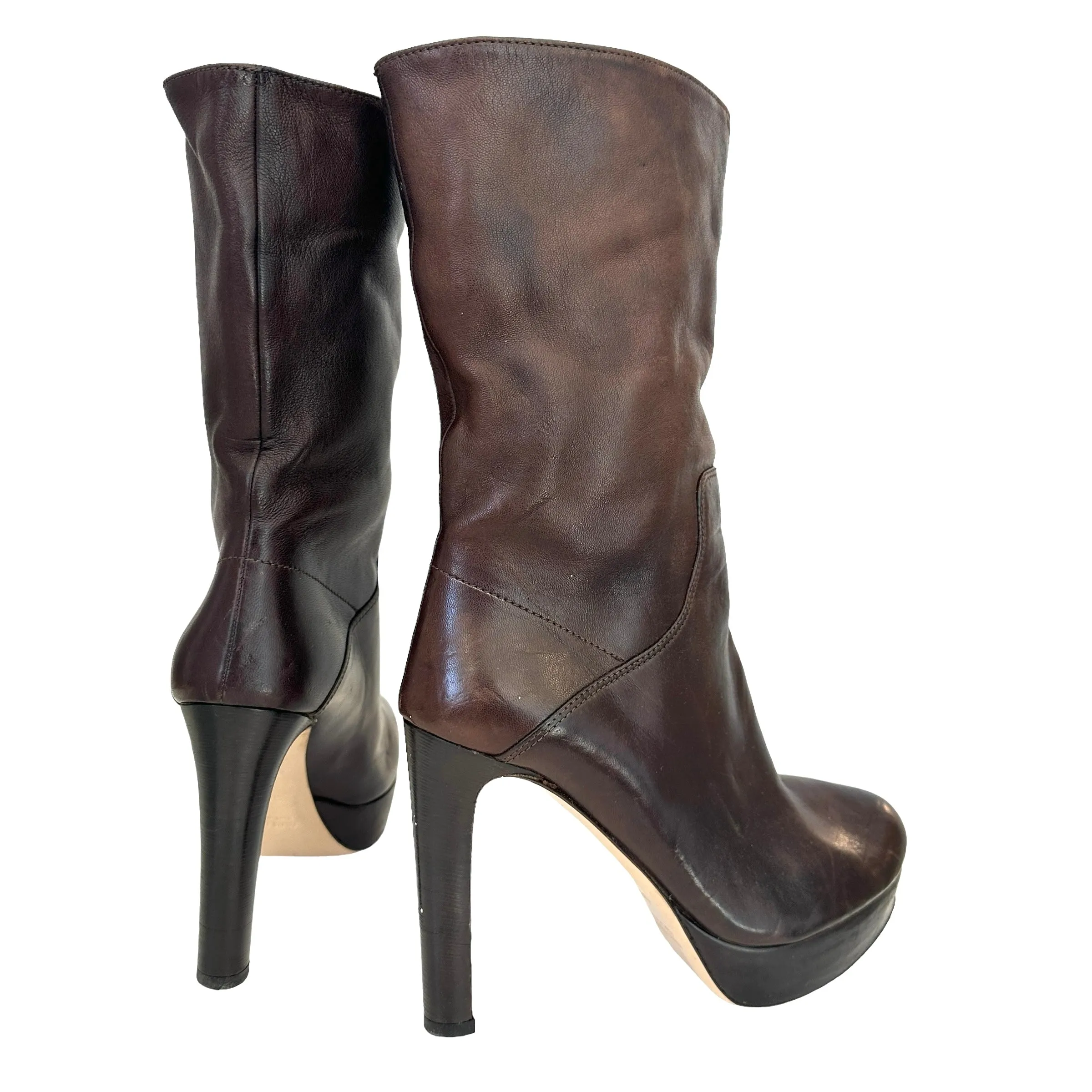 Brown Heeled Boots - 6.5