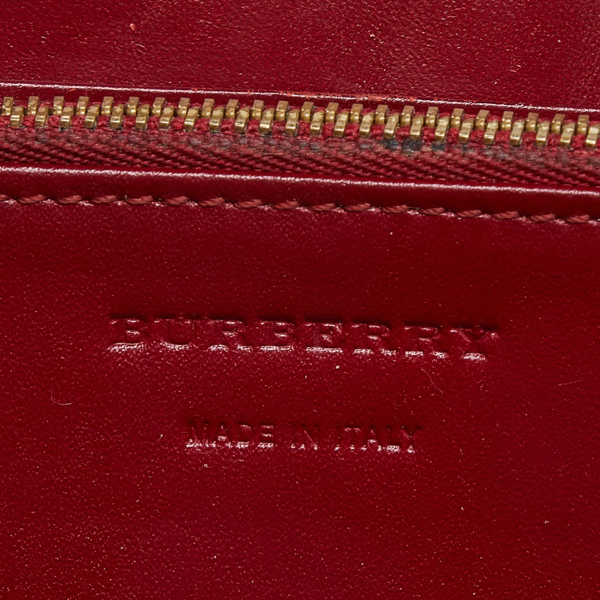 BURBERRY Beige/Red Haymarket Check Coated Canvas Zip Around Wallet