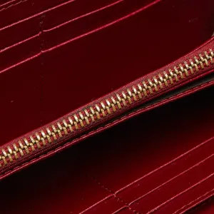 BURBERRY Beige/Red Haymarket Check Coated Canvas Zip Around Wallet