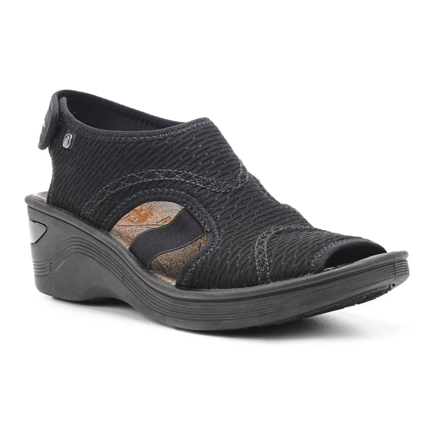 Bzees Dream Bzees Women's Washable Wedge Sandals, Black