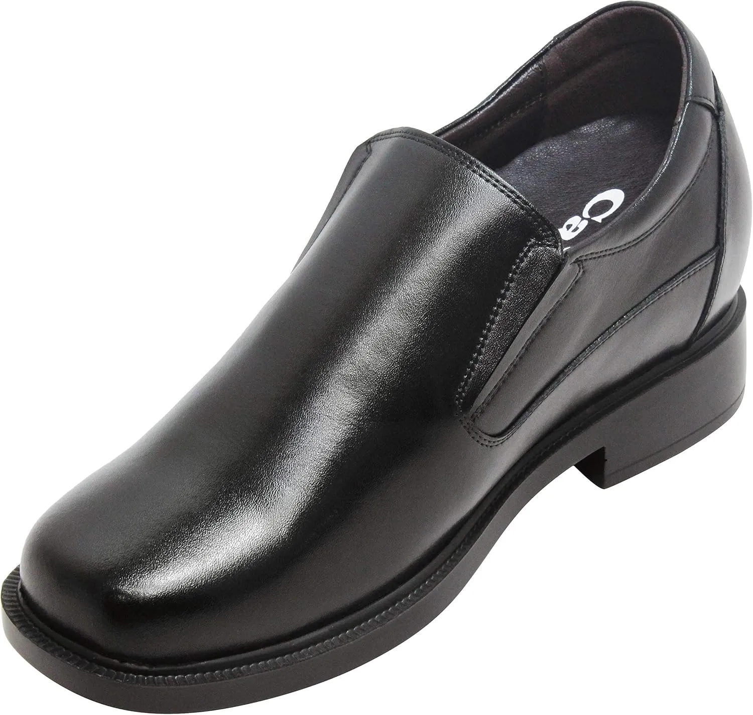 CALTO Men's Invisible Height Increasing Elevator Shoes - Black Leather Slip-on Lightweight Casual Loafers - 3.6 Inches Taller - K31714 - Size 10 D(M) US
