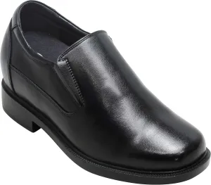 CALTO Men's Invisible Height Increasing Elevator Shoes - Black Leather Slip-on Lightweight Casual Loafers - 3.6 Inches Taller - K31714 - Size 10 D(M) US