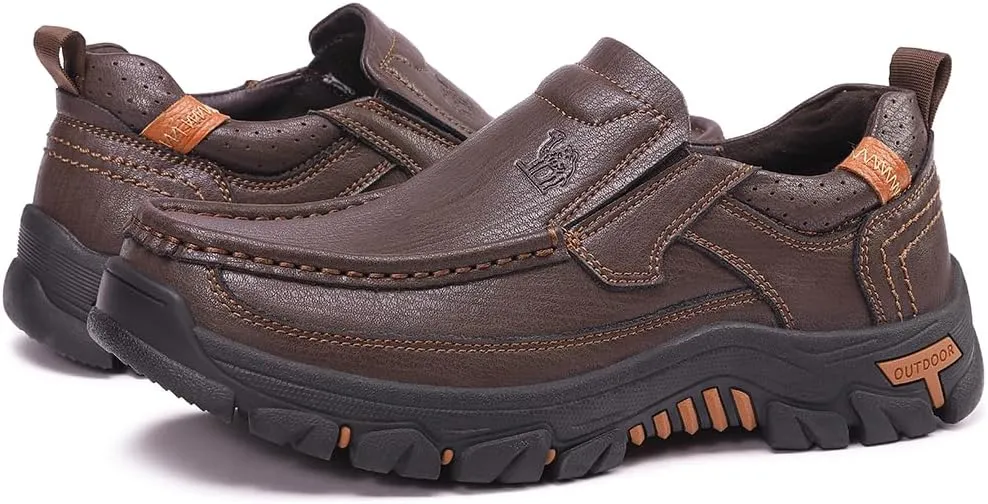 CAMEL CROWN Mens Slip-On Loafer Leather Casual Shoes Hands Free Walking Shoes Comfort