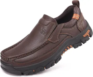 CAMEL CROWN Mens Slip-On Loafer Leather Casual Shoes Hands Free Walking Shoes Comfort
