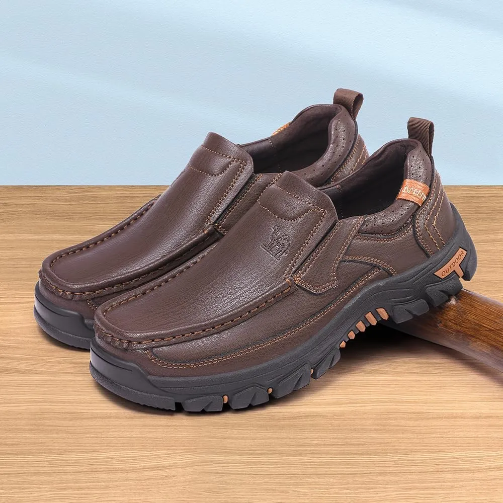 CAMEL CROWN Mens Slip-On Loafer Leather Casual Shoes Hands Free Walking Shoes Comfort