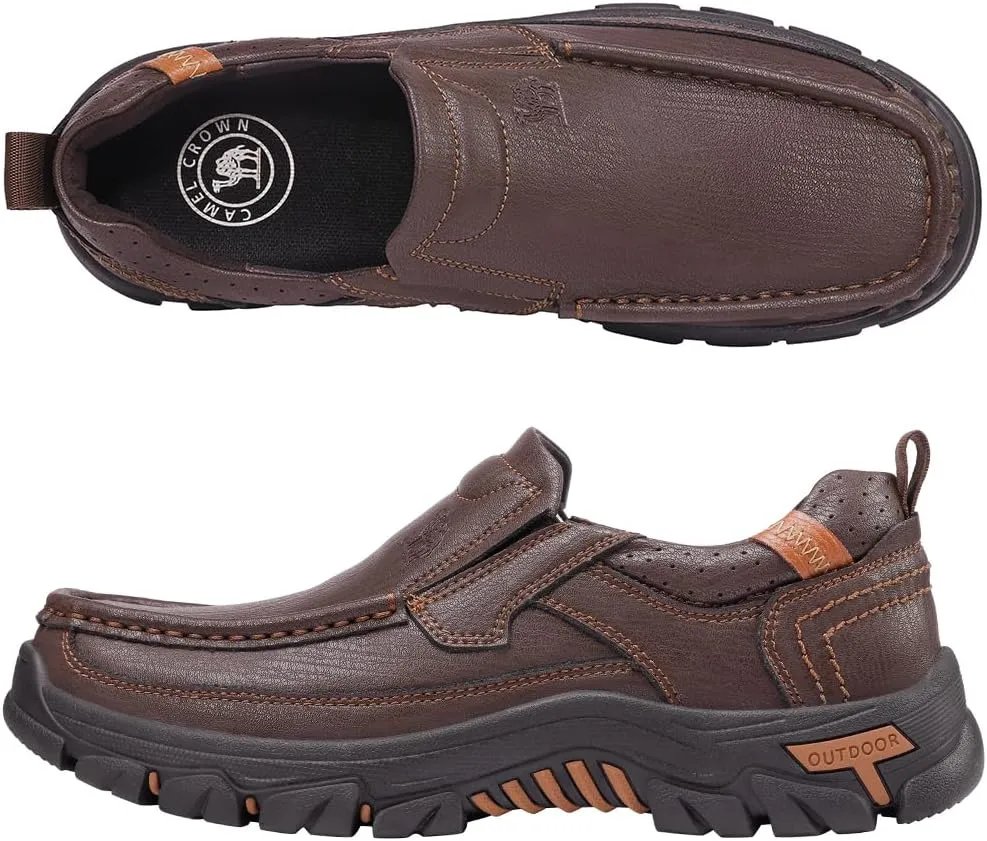 CAMEL CROWN Mens Slip-On Loafer Leather Casual Shoes Hands Free Walking Shoes Comfort