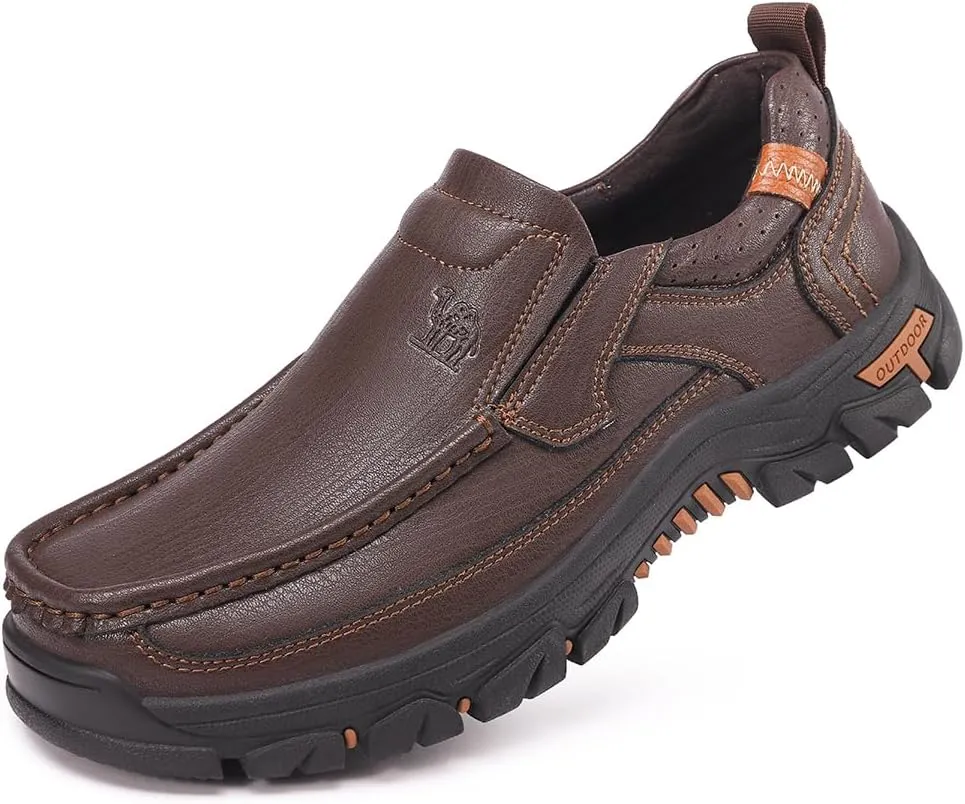 CAMEL CROWN Mens Slip-On Loafer Leather Casual Shoes Hands Free Walking Shoes Comfort