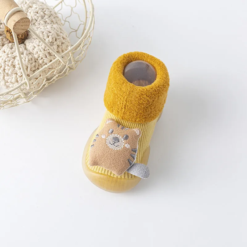 Character Slipper Socks with Rubber Soles for Toddlers