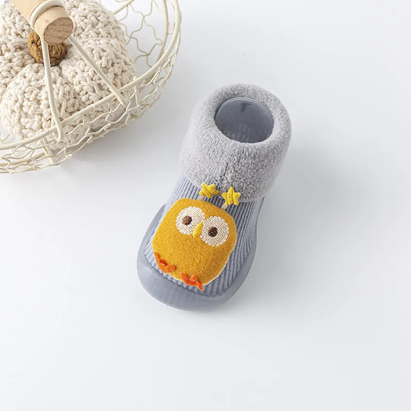 Character Slipper Socks with Rubber Soles for Toddlers