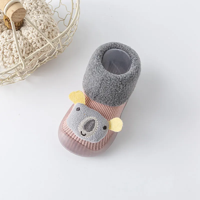 Character Slipper Socks with Rubber Soles for Toddlers
