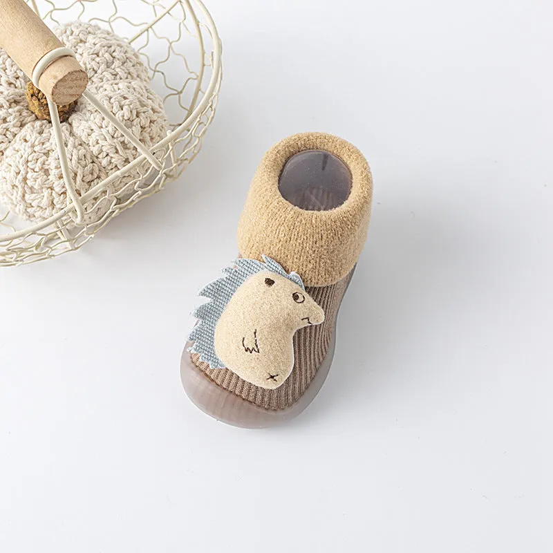 Character Slipper Socks with Rubber Soles for Toddlers