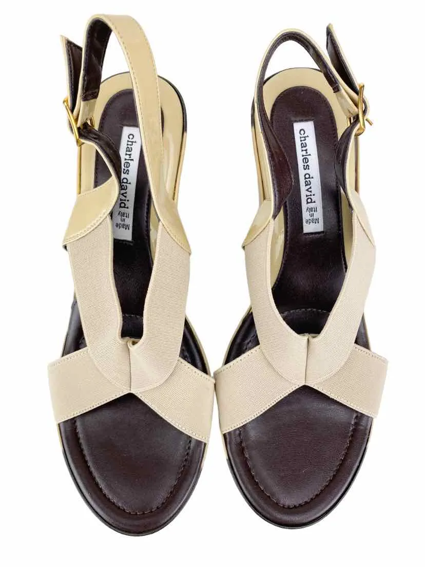 Charles David, Women's Elastic Platform Sandal, Sand/Brown, Size 38 (US 7)