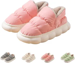 CT-Tebrun Fluffy Down Slippers - Unisex Winter Non-Slip Pillow Slippers for Men & Women - Waterproof Plush Flip Flop Bag Heel Casual Cotton Shoes Loafers
