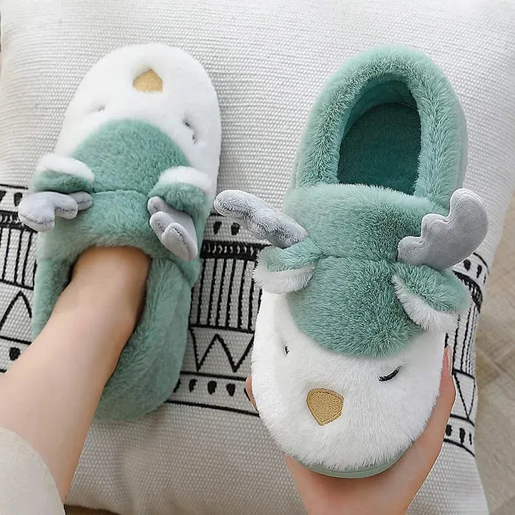 Cute Antler Ears Plush Slippers