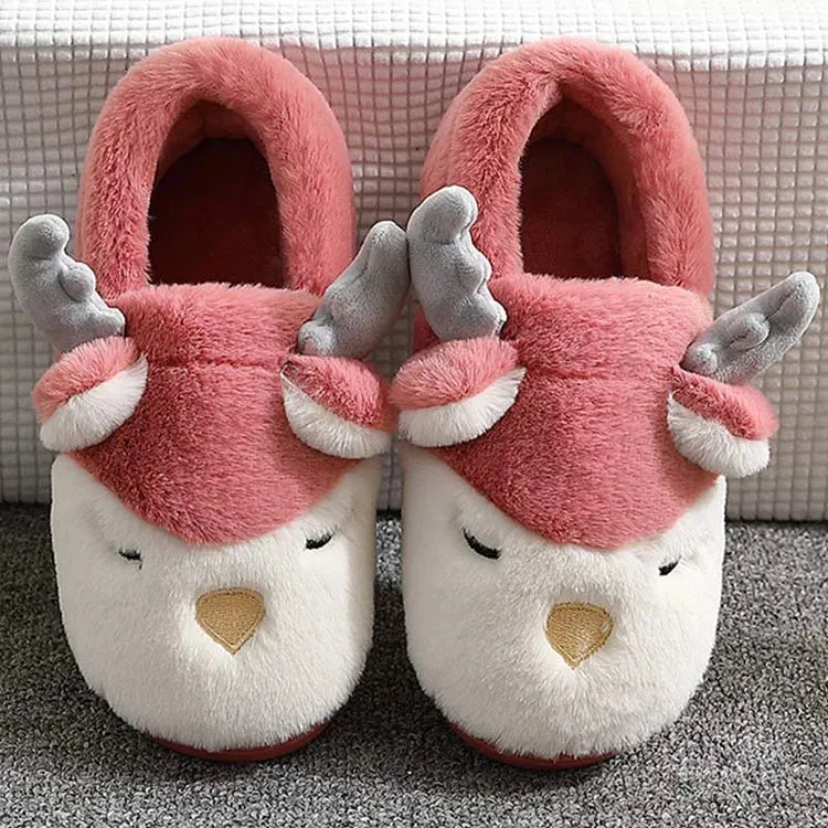 Cute Antler Ears Plush Slippers