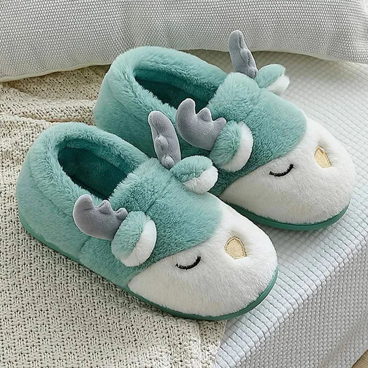Cute Antler Ears Plush Slippers