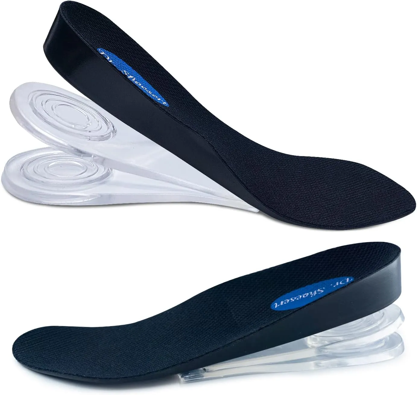 Dr. Shoesert 3-Layer Adjustable Height Increase Insoles, 3/4 Length Shock Absorption Cushion Heel Lift Inserts
