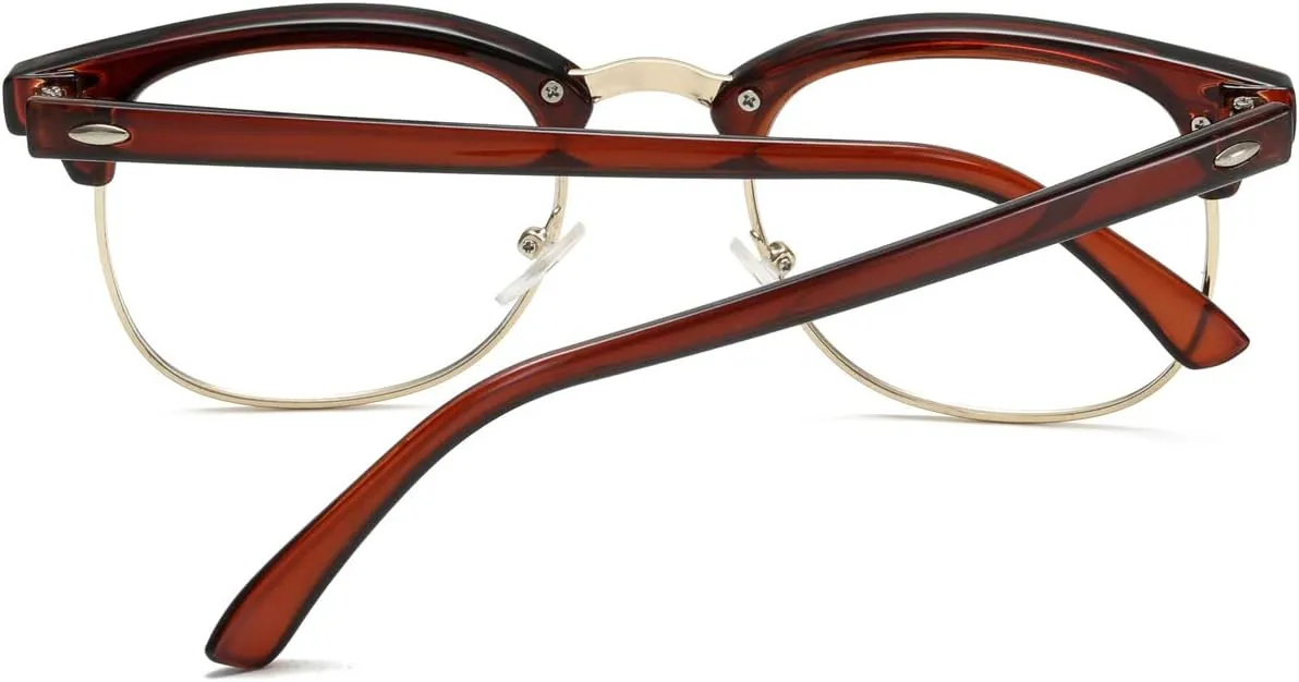 Fashion Vintage Classic Semi-Rimless Half Frame Clear Lens Glasses
