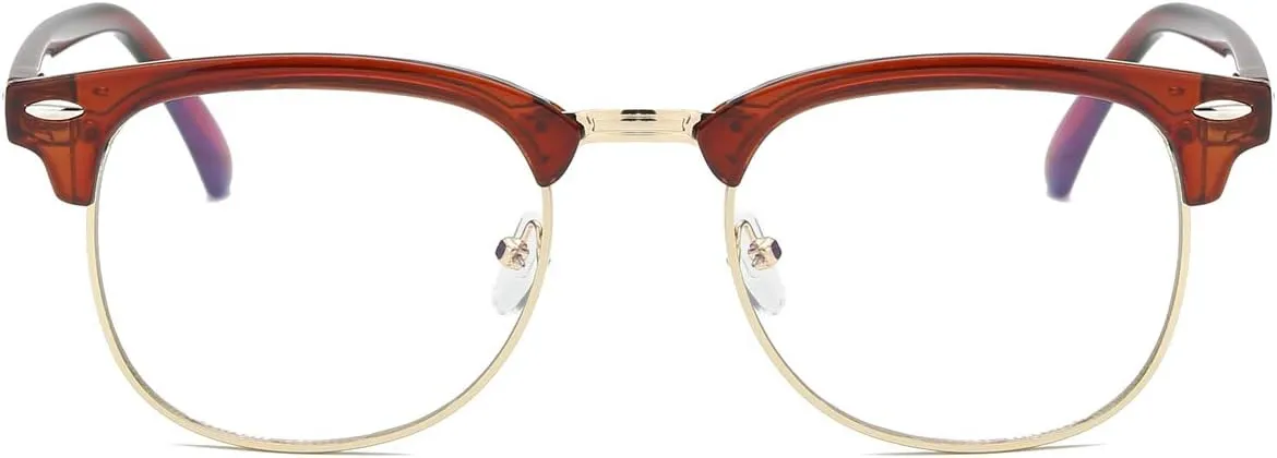 Fashion Vintage Classic Semi-Rimless Half Frame Clear Lens Glasses