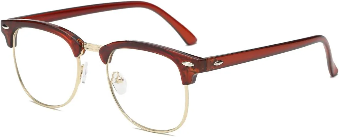 Fashion Vintage Classic Semi-Rimless Half Frame Clear Lens Glasses