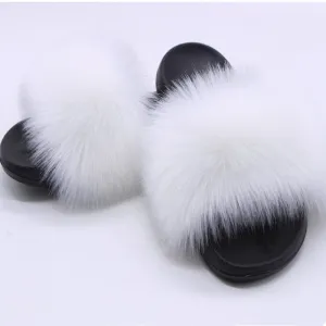Faux-Fur Fox Slippers for Women