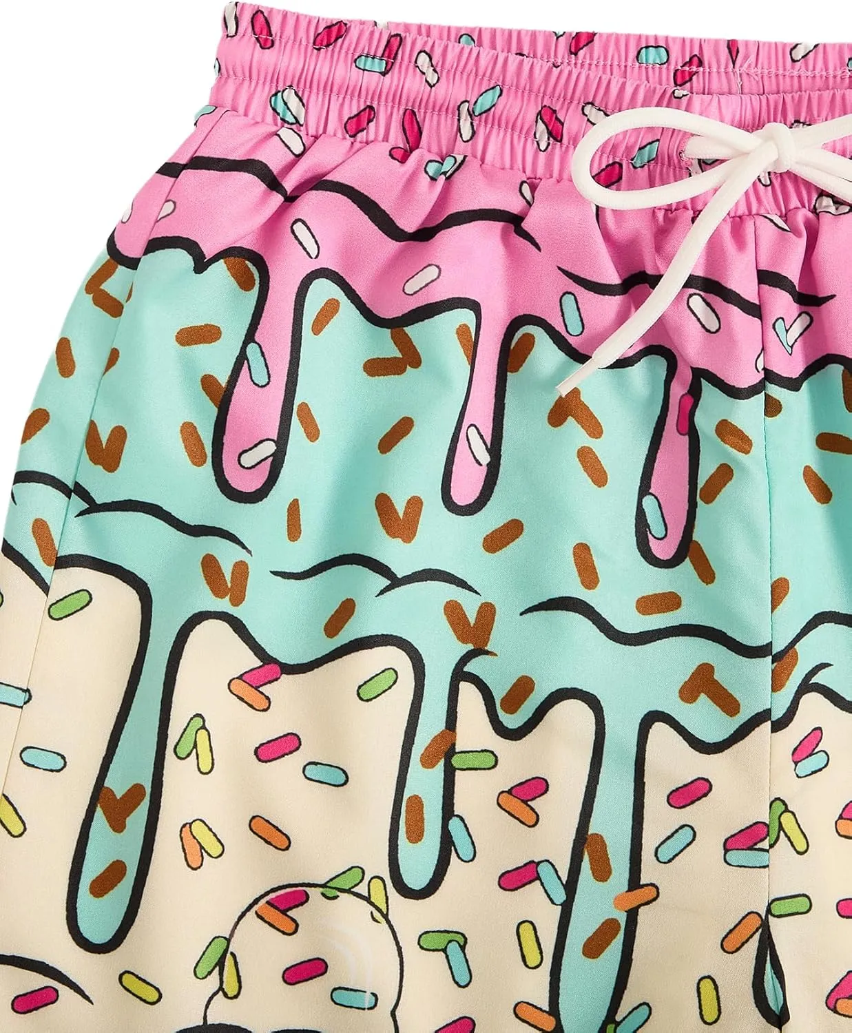 Floerns Boy's Patchwork Drawstring Waist Printed Summer Boho Track Shorts
