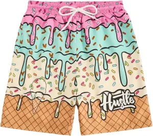 Floerns Boy's Patchwork Drawstring Waist Printed Summer Boho Track Shorts