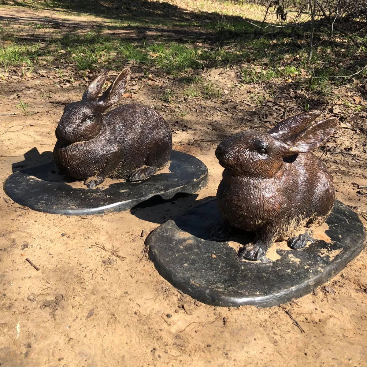 Furry Bunny Rabbit Statues