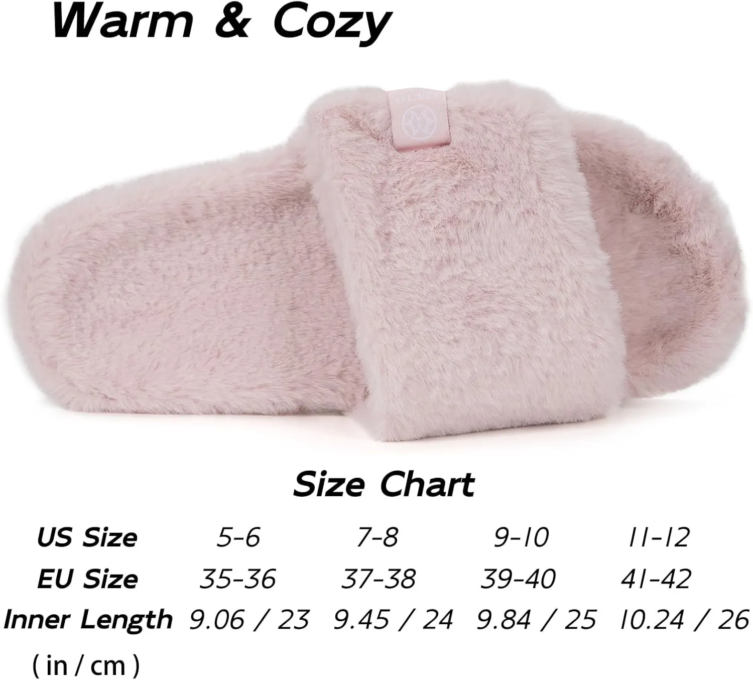 Fuzzy Slippers for Women Adjustable Orthotic Slides Slippers with Arch Support Plantar Fasciitis Open Toe Warm Cozy Plush House Shoes for Indoor Outdoor