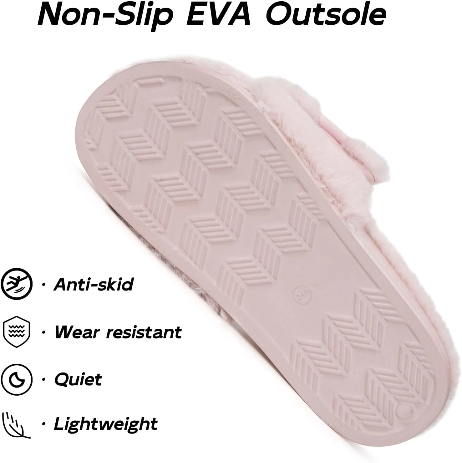 Fuzzy Slippers for Women Adjustable Orthotic Slides Slippers with Arch Support Plantar Fasciitis Open Toe Warm Cozy Plush House Shoes for Indoor Outdoor