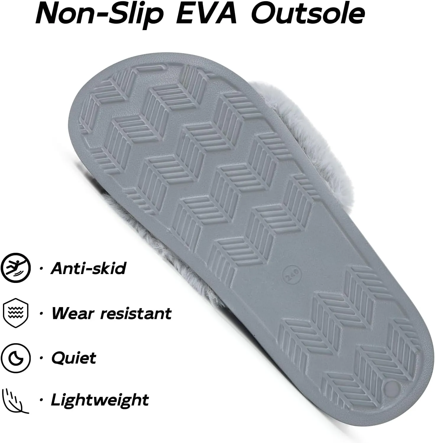 Fuzzy Slippers for Women Adjustable Orthotic Slides Slippers with Arch Support Plantar Fasciitis Open Toe Warm Cozy Plush House Shoes for Indoor Outdoor