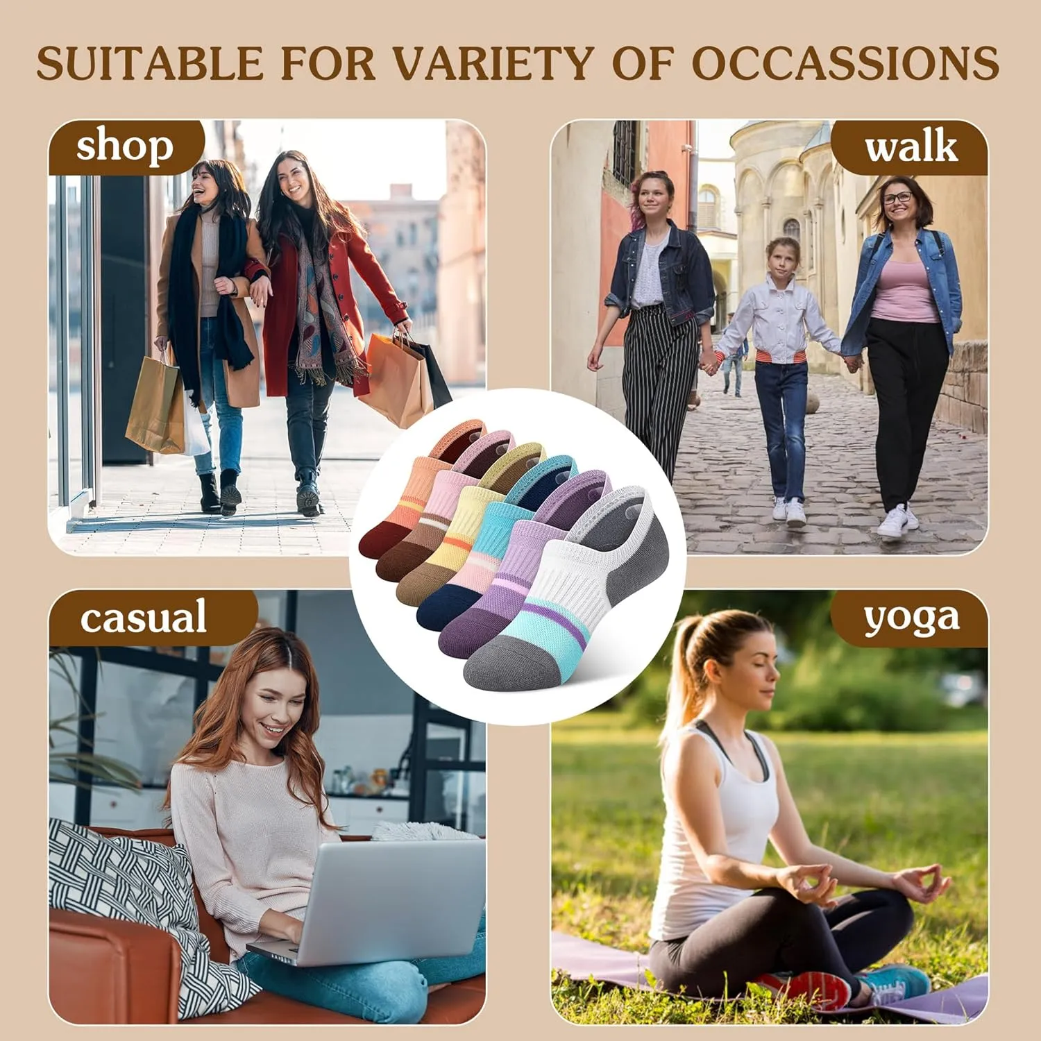 Gonii Women's No Show Socks Thin Breathable Anti-Slip High Elasticity Invisible for Sneakers Flats Loafers