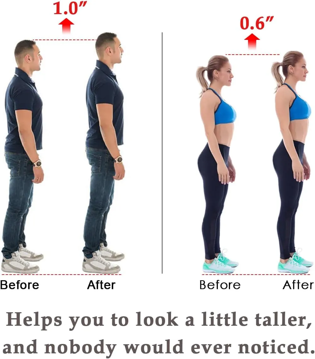 Height Increase Insoles, 0.6'' Taller Cushion, Heel Lift Shoes Inserts, Leg Length Discrepancy for Men and Women (Small - 0.6'' Height)