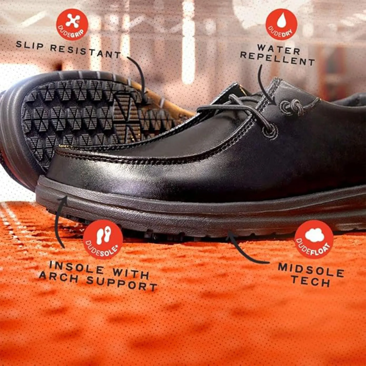 HEYDUDE Wally Work CE, Mens Shoes, Slip-on Loafers, Light-Weight, Water Repellent & Slip Resistant