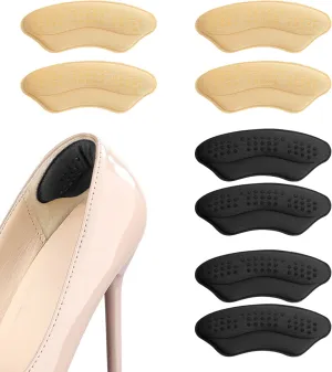 HiRui 4 Pairs Heel Cushion Pads - Heel Grips Liners & Inserts for Shoes Fit, Prevent Slipping, Rubbing, Blisters, and Heel Pain, Perfect for High Heels and Mens Shoes (4Pairs:2Black, 2Beige)
