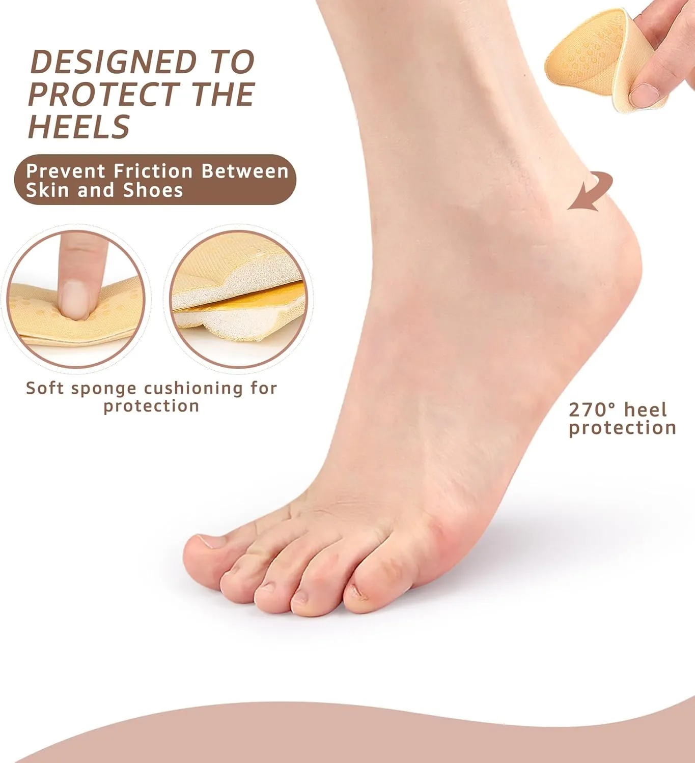 HiRui 4 Pairs Heel Cushion Pads - Heel Grips Liners & Inserts for Shoes Fit, Prevent Slipping, Rubbing, Blisters, and Heel Pain, Perfect for High Heels and Mens Shoes (4Pairs:2Black, 2Beige)