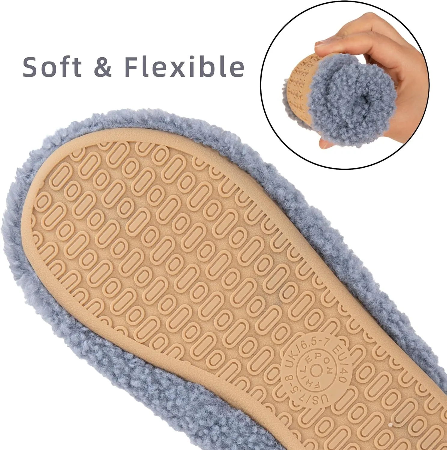 House Slippers for Women Soft-Lightweight House Shoes Mens Furry Slippers Socks with Rubber Sole for Indoor Outdoor Use