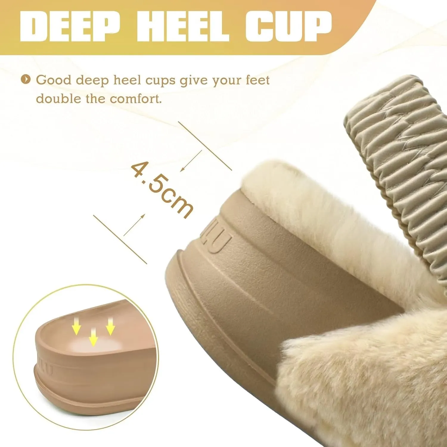 KuaiLu Womens Fuzzy Criss Cross Band Platform Slippers Arch Support Furry Faux Fur Ladies Open Toe Cozy Soft Plush Fleece Comfy House Shoes Sandals