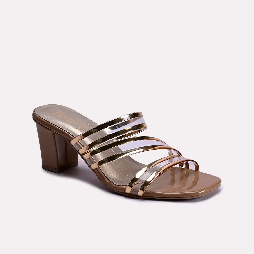 Lenora Gold Heel Slippers 0412423