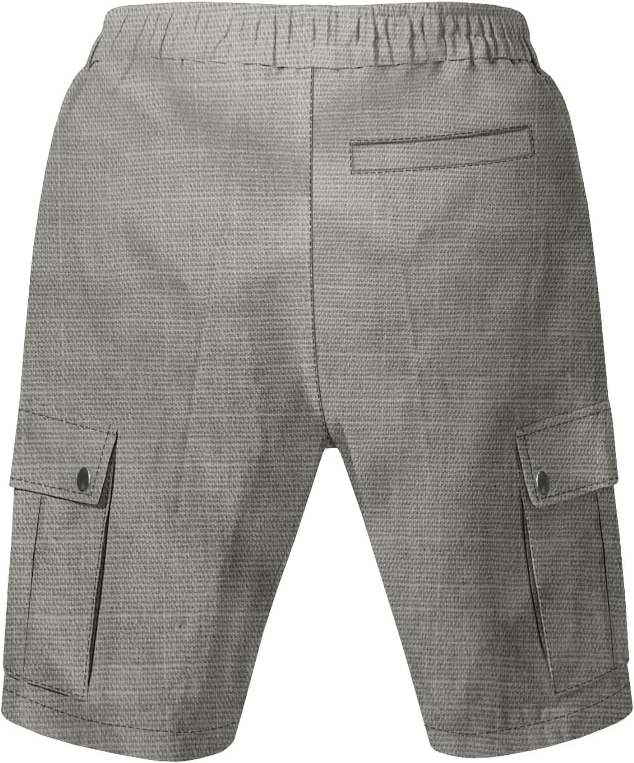 Linen Cargo Pants for Men 2025 Summer Casual Drawstring Elastic Waist Shorts Loose Fit Bermuda Shorts