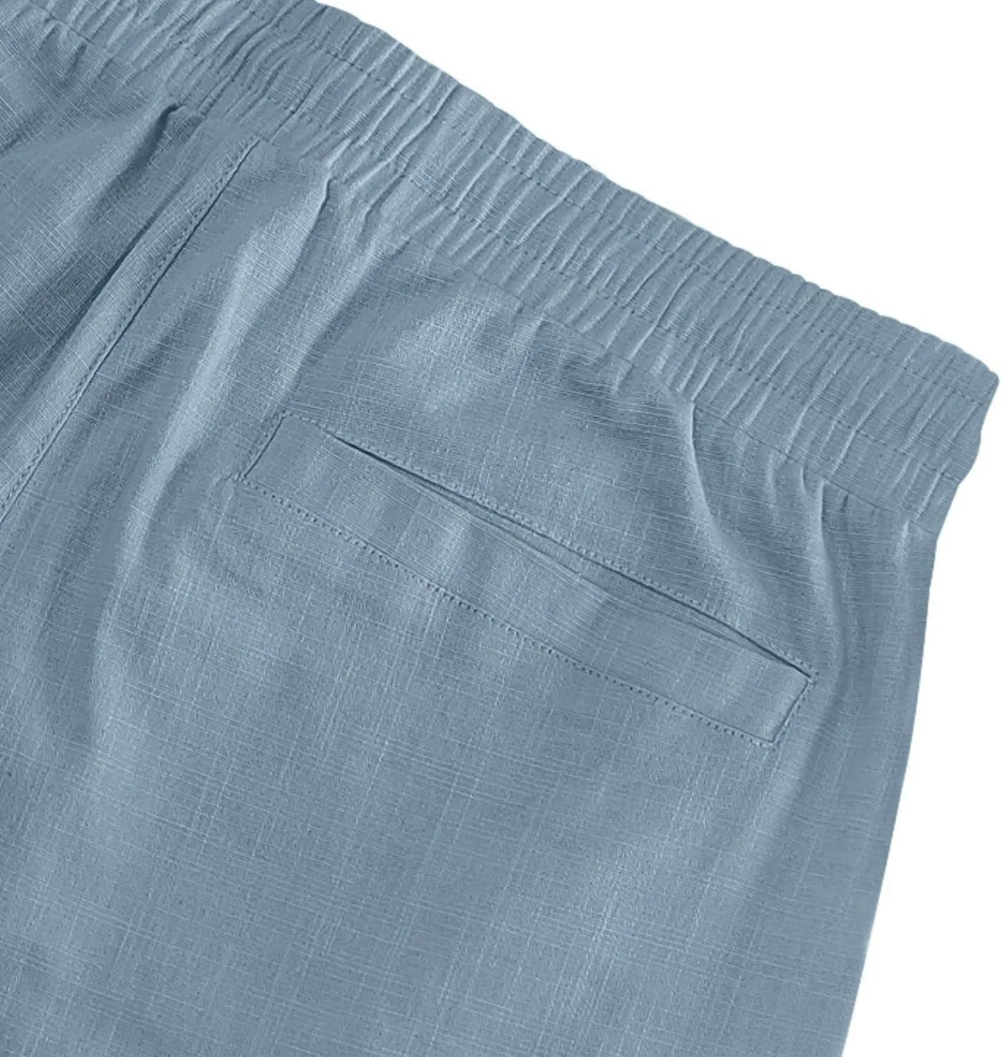 Linen Cargo Pants for Men 2025 Summer Casual Drawstring Elastic Waist Shorts Loose Fit Bermuda Shorts